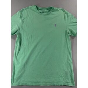 Polo Ralph Lauren Men's Green Purple Pony Logo Crew Short Sleeve T-Shirt Medium